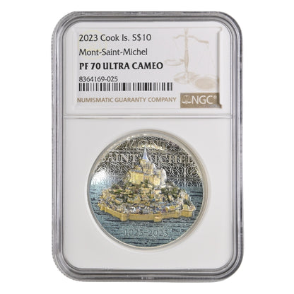 Mont Saint Michel 2 Oz Silver Coin - PF 70 ULTRA CAMEO reverse