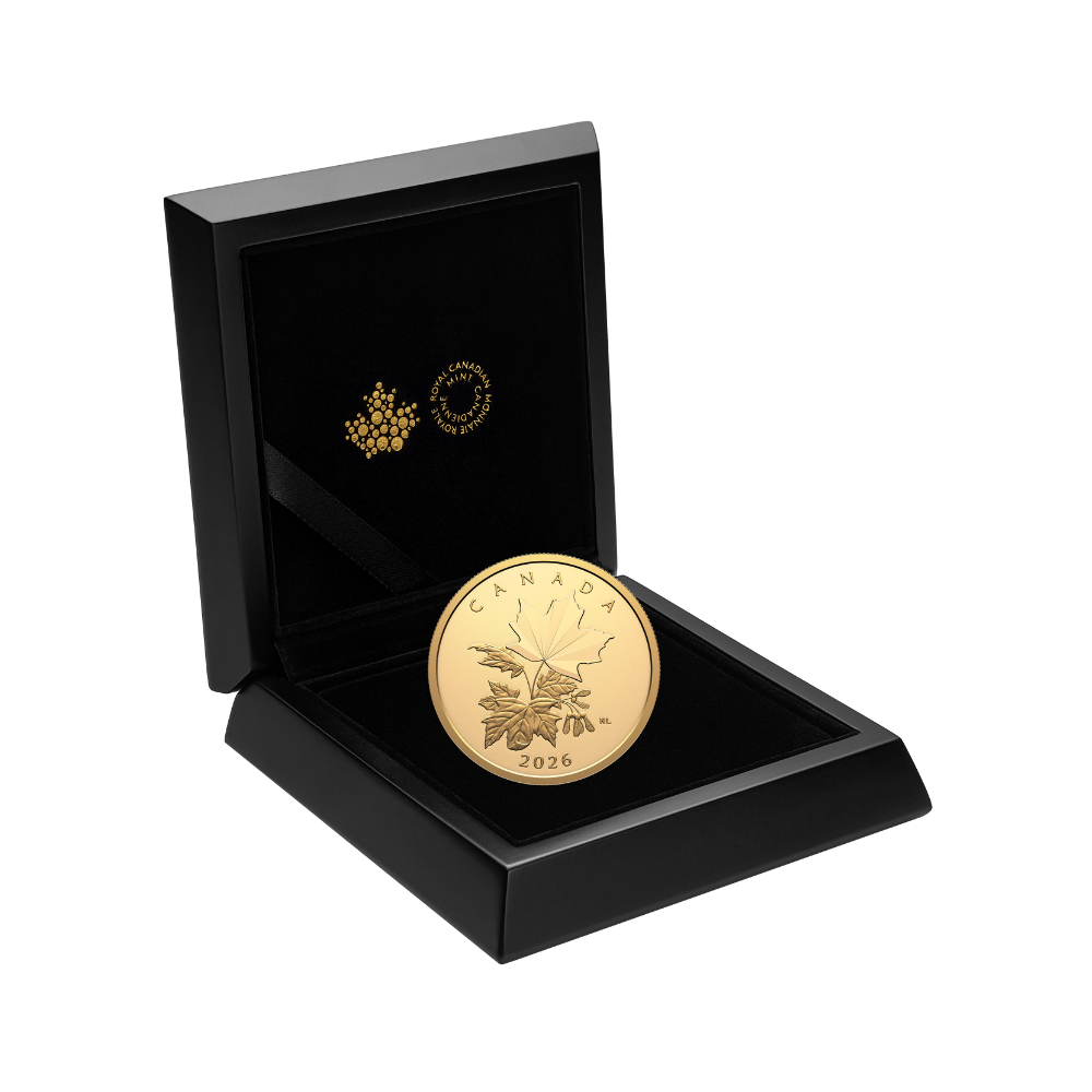 Multifaceted Maple Leaves 1 Oz Pure Gold Coin Canada 2026 Royal Canadian Mint