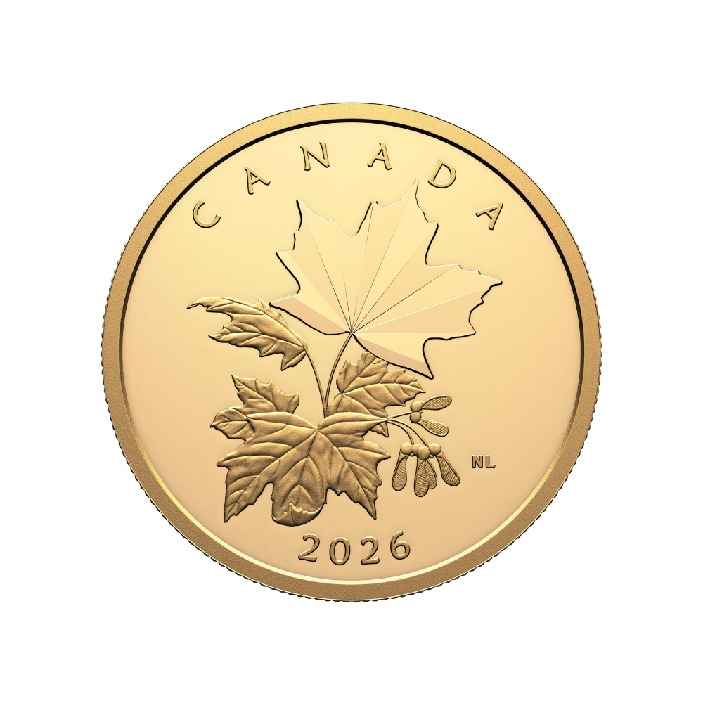 Multifaceted Maple Leaves 1 Oz Pure Gold Coin Canada 2026 Royal Canadian Mint