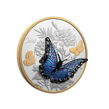 Murano Silvery Blue Butterfly Half Kilo Fine Silver Coin Canada 2026 Royal Canadian Mint