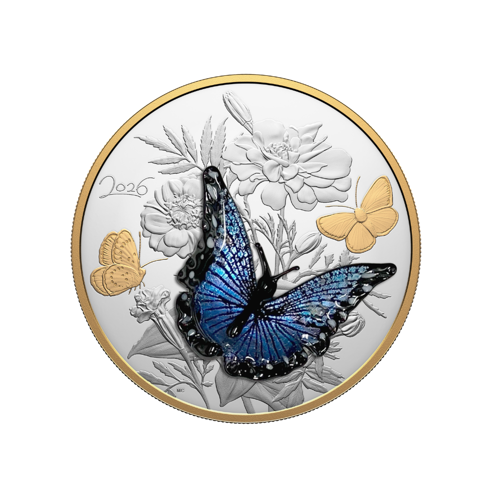 Murano Silvery Blue Butterfly Half Kilo Fine Silver Coin Canada 2026 Royal Canadian Mint