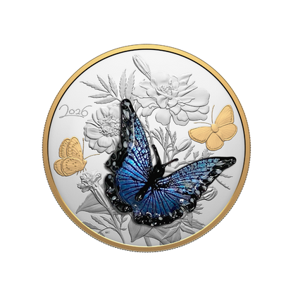 Murano Silvery Blue Butterfly Half Kilo Fine Silver Coin Canada 2026 Royal Canadian Mint