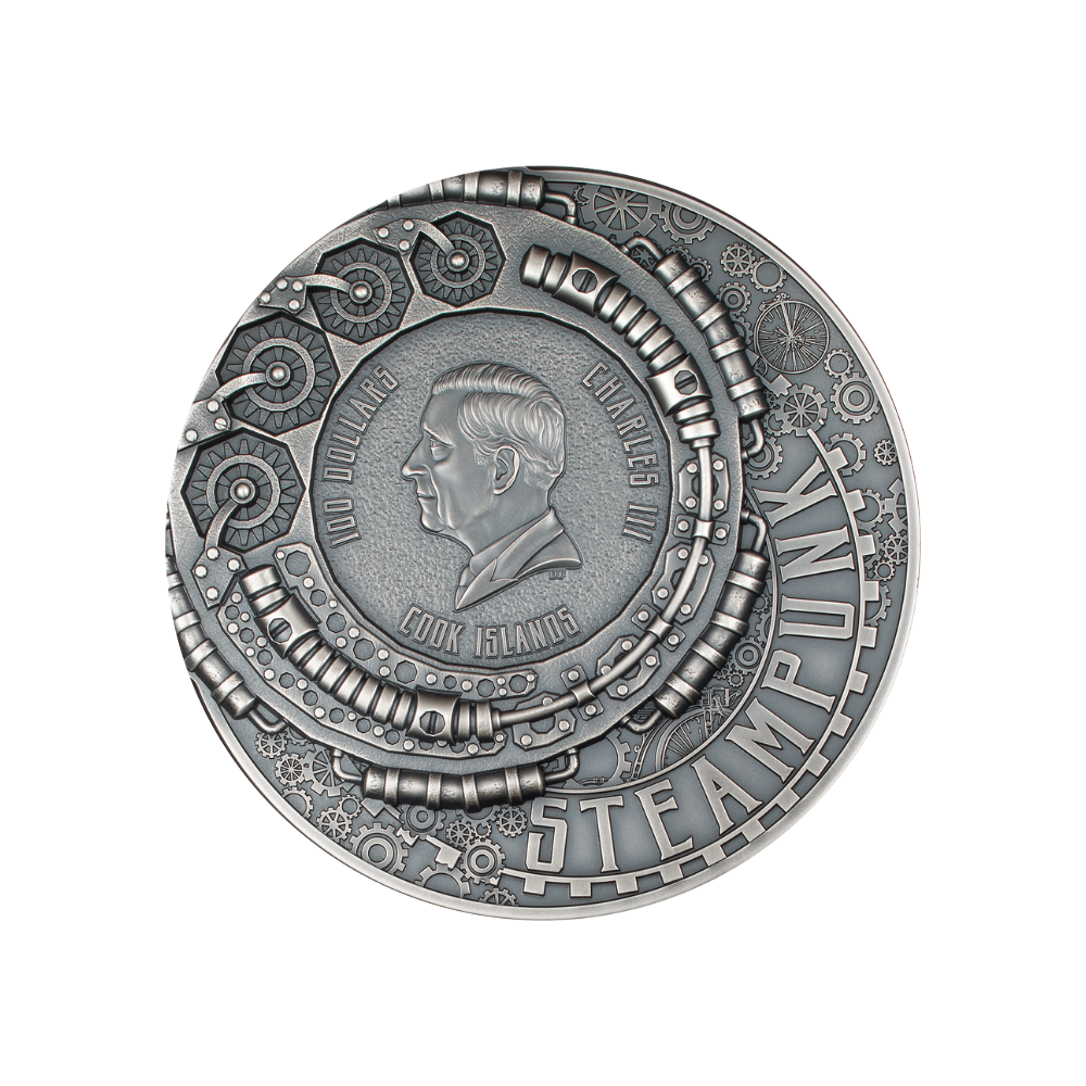 NAUTILUS Steampunk 1 Kg Kilo Silver Coin $100 Cook Islands 2024