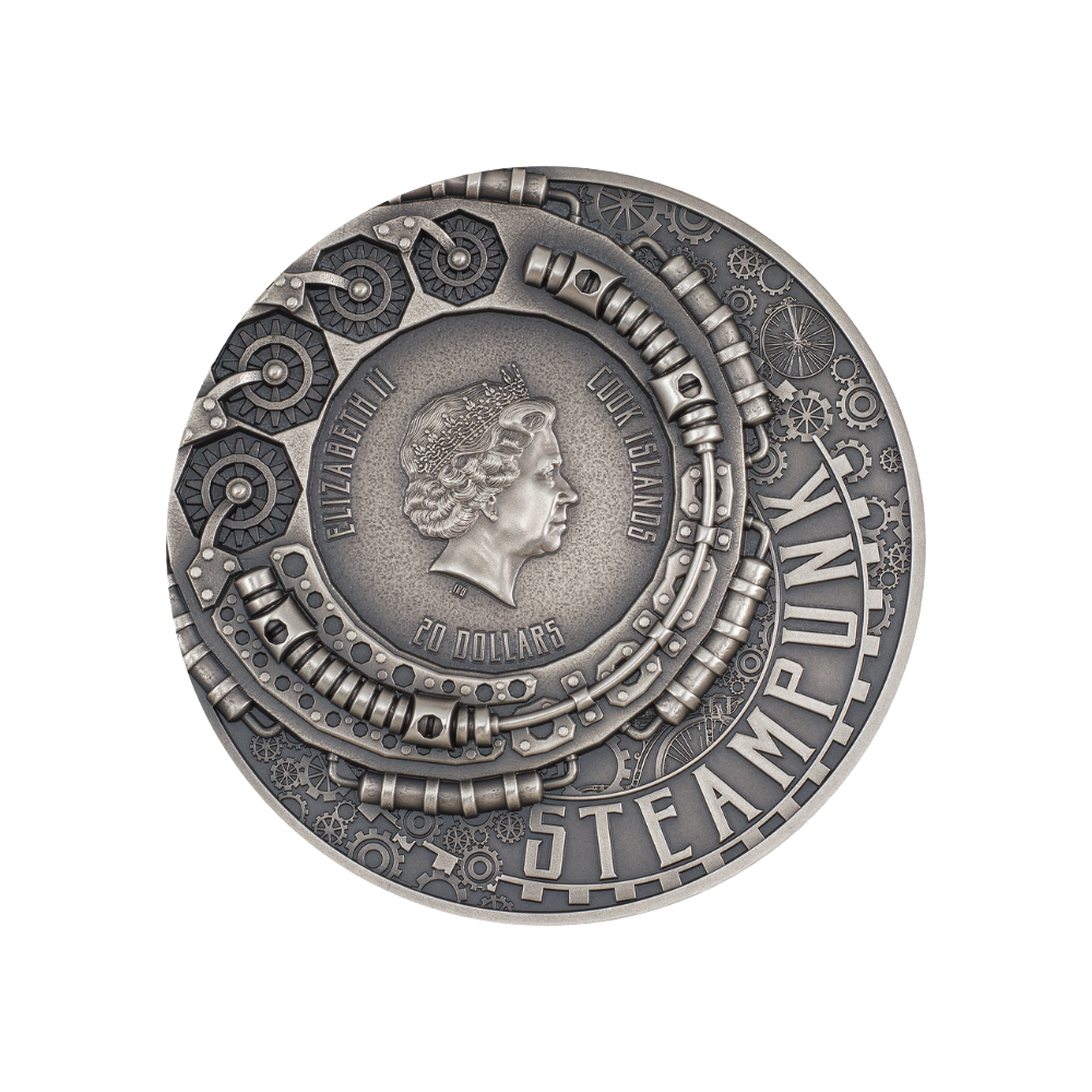 NAUTILUS Steampunk 3 Oz Silver Coin $20 Cook Islands 2022