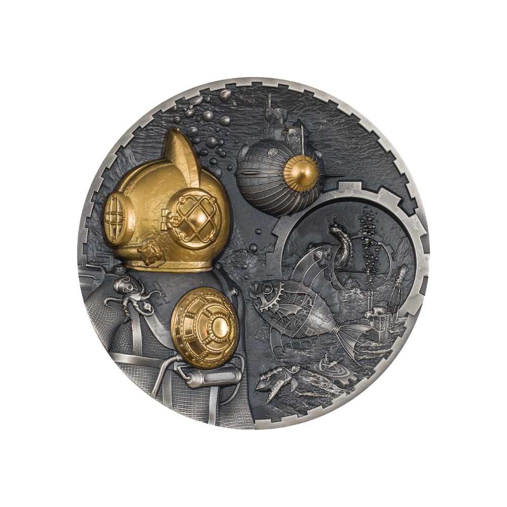 NAUTILUS Steampunk 3 Oz Silver Coin $20 Cook Islands 2022