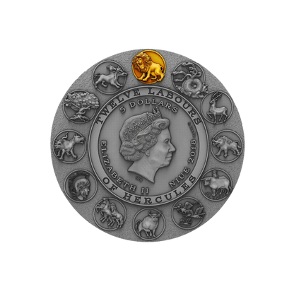 NEMEAN LION Twelve Labours of Hercules 2 Oz Silver Coin $5 Niue 2018