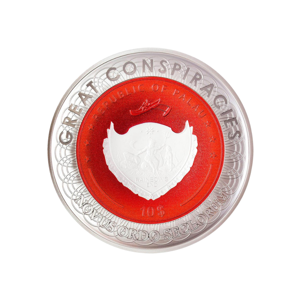 NEW WORLD ORDER Great Conspiracies 2 Oz Silver Coin $10 Palau 2021