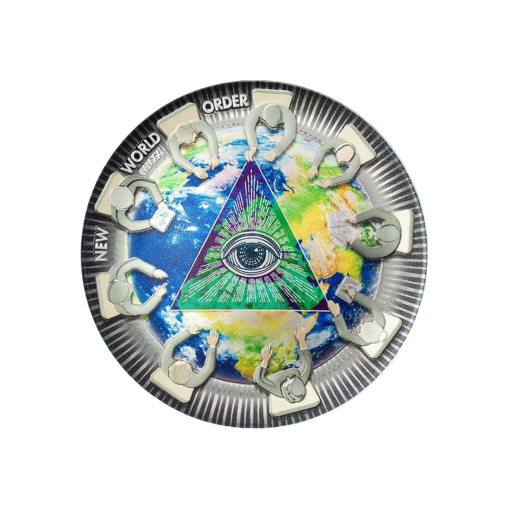 NEW WORLD ORDER Great Conspiracies 2 Oz Silver Coin $10 Palau 2021