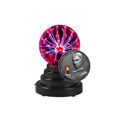 NIKOLA TESLA Bulb Inlay 80th Anniversary 2 Oz Silver Coin 2000 Francs Cameroun 2023