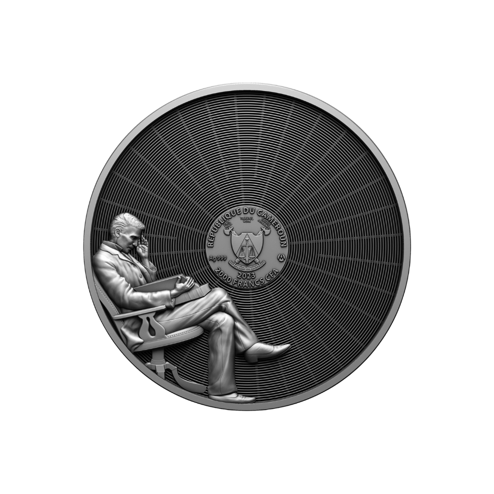 NIKOLA TESLA Bulb Inlay 80th Anniversary 2 Oz Silver Coin 2000 Francs Cameroun 2023