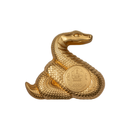 NIMBLE GILDED SILVER SNAKE Lunar Collection 1 Oz Silver Coin 1000 Togrog Mongolia 2025