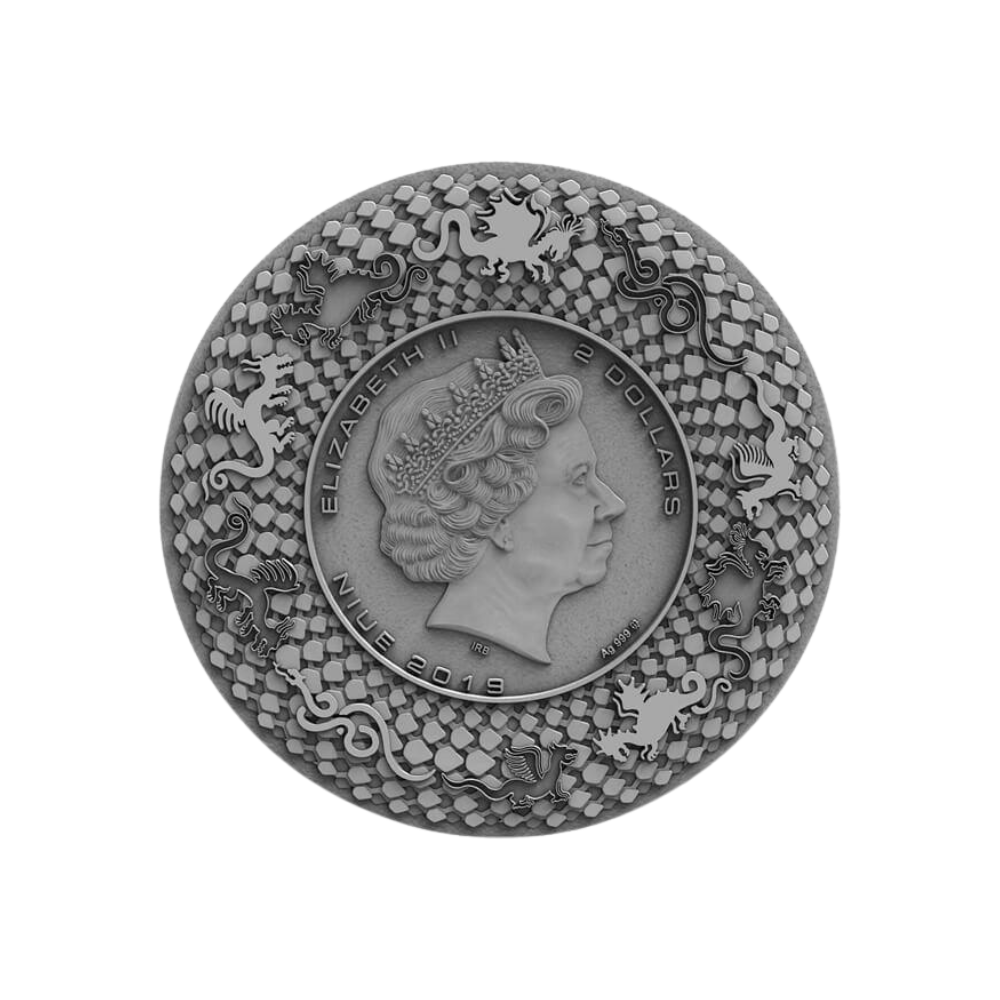 NORSE DRAGON Azurite Dragons 2 Oz Silver Coin $2 Niue 2019