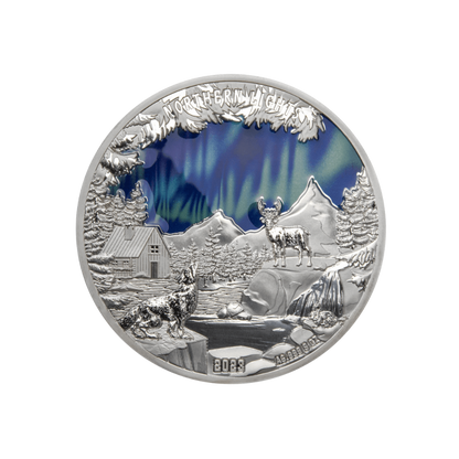 NORTHERN LIGHTS 5 Oz Silver Coin $5 Barbados 2023