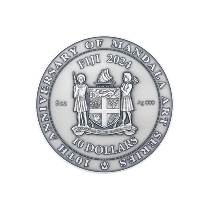 NOTRE DAME Mandala Art 10th Anniversary 5 Oz Silver Coin $10 Fiji 2024