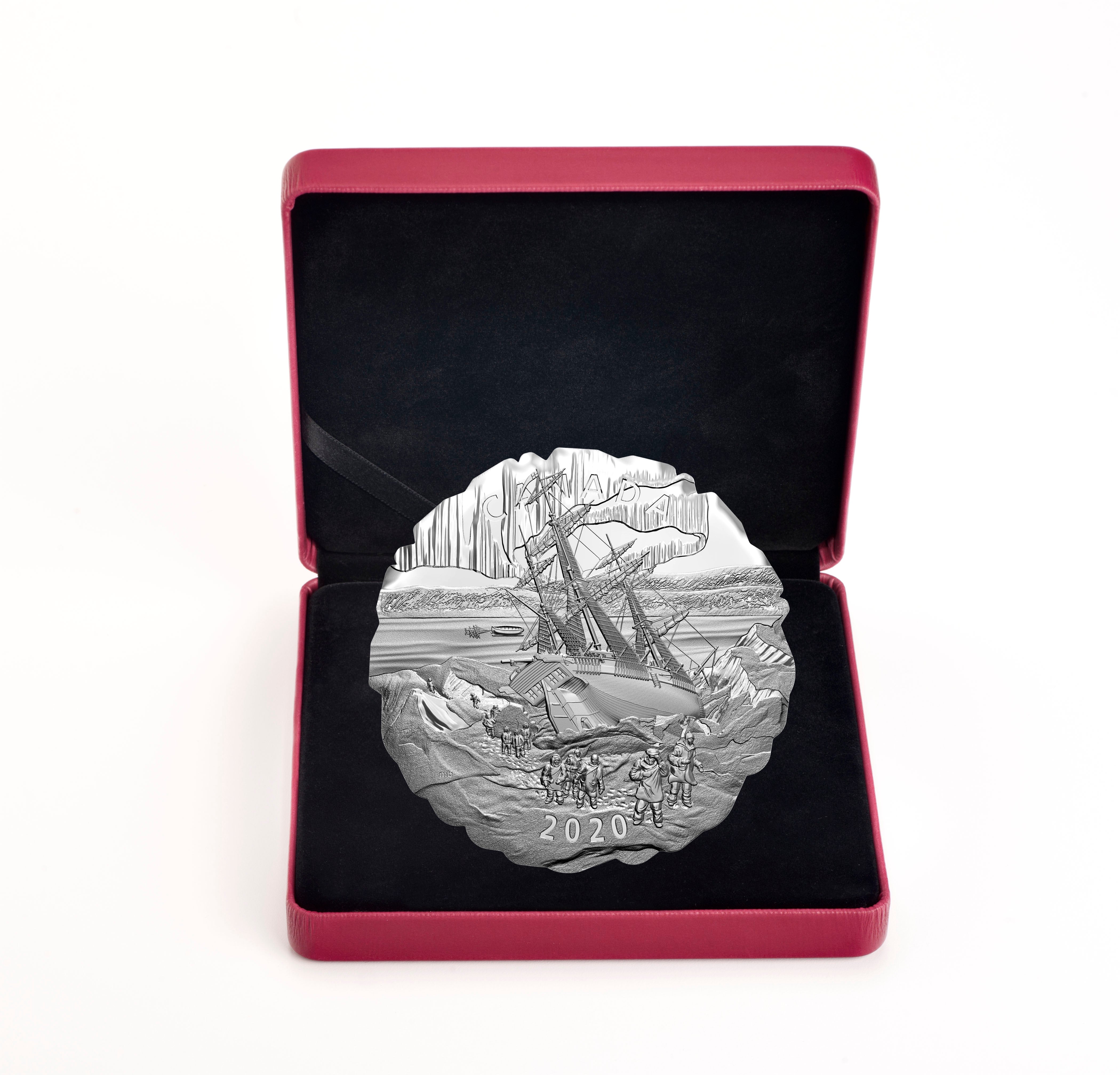 FRANKLINS LOST ARCTIC EXPEDITION Ship Silver Coin $50 Canada 2020