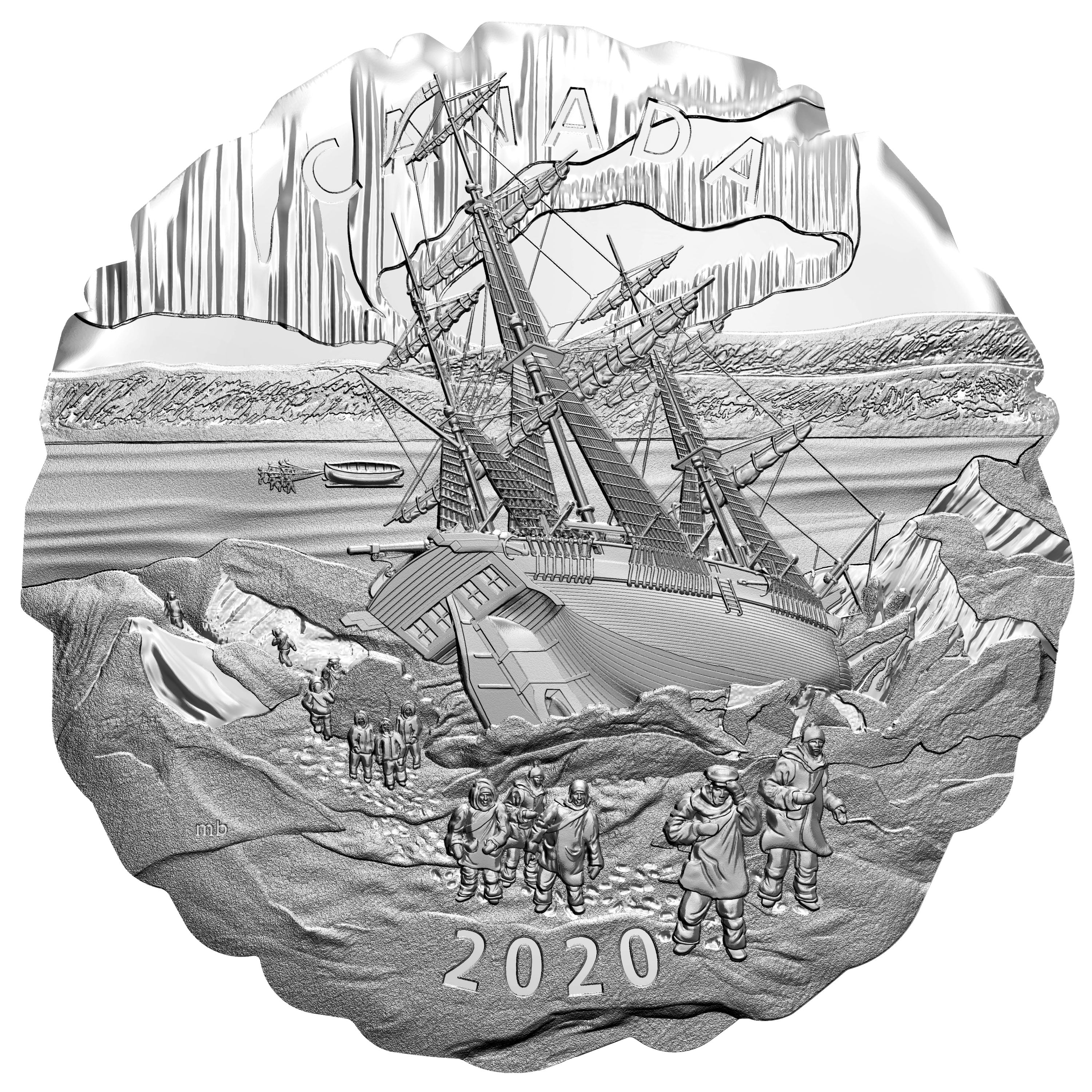 FRANKLINS LOST ARCTIC EXPEDITION Ship Silver Coin $50 Canada 2020
