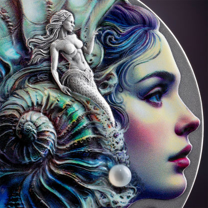 Mermaid Nature Spirits 2 Oz Silver Coin 2025 reverse closeup mint xxi parthava coin
