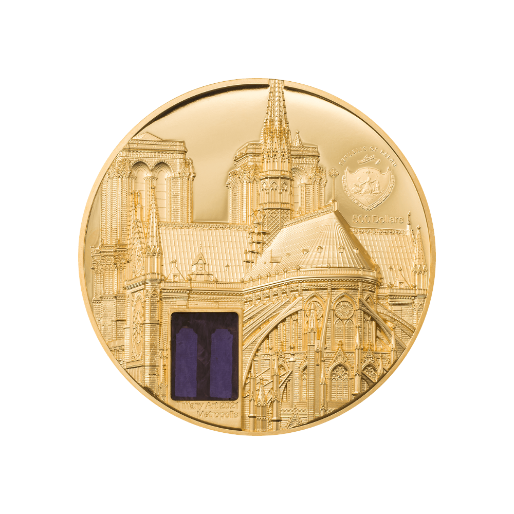 Notre Dame De Paris Tiffany Art Metropolis 5 Oz Gold Coin 2021