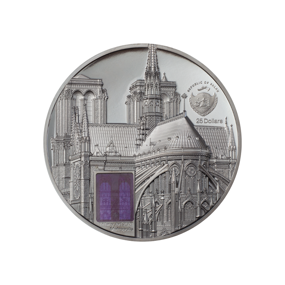Notre Dame De Paris Tiffany Art Metropolis 5 Oz Silver Coin 2021
