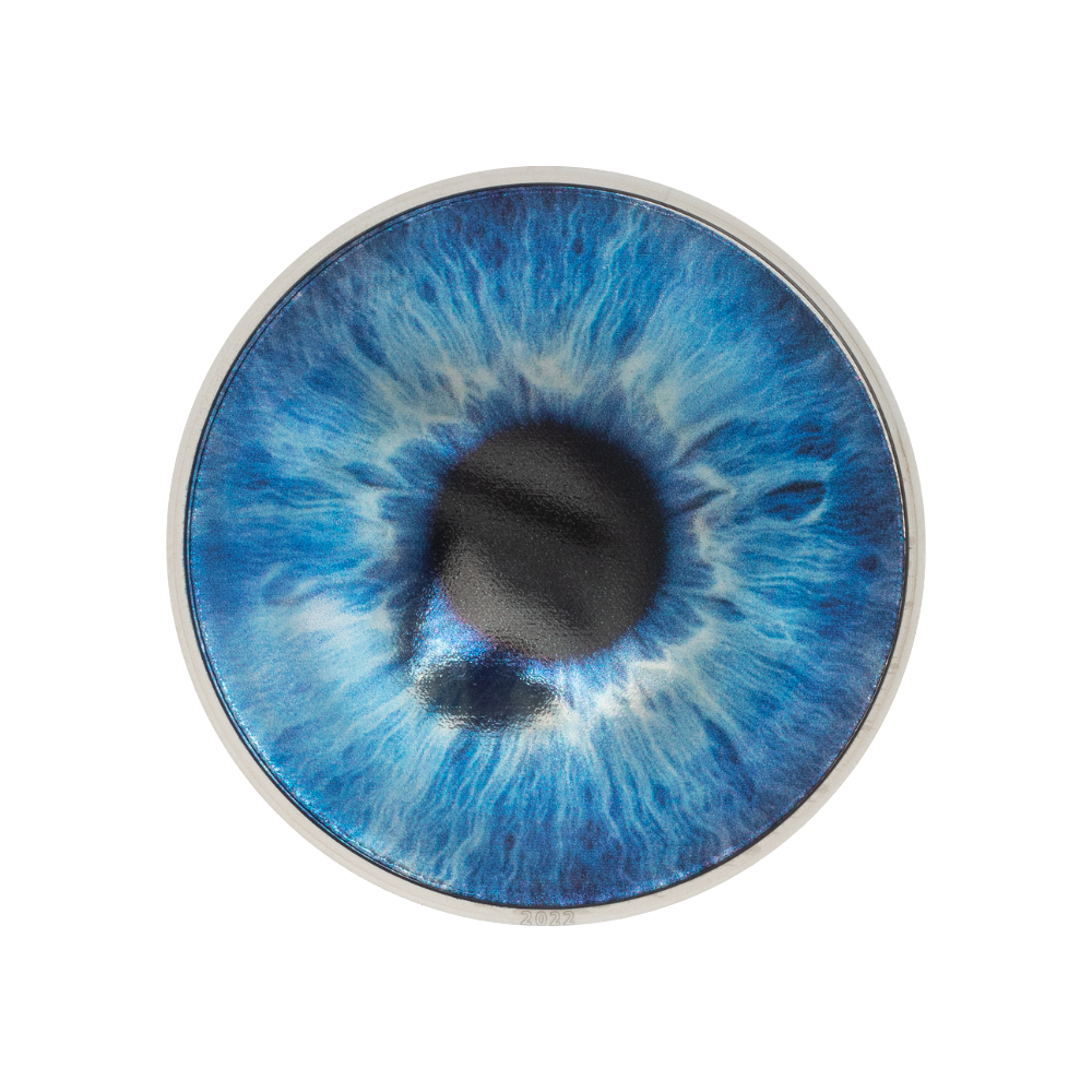 OCEAN BLUE Coloreyezed Eye 1 Oz Silver Coin $5 Palau 2022