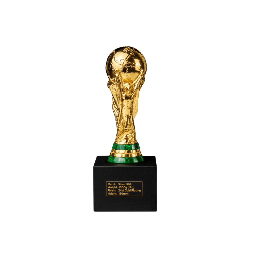 OFFICIAL FIFA WORLD CUP TROPHY™ REPLICA 1 Kg Pure Silver Ag999, Gold-Plated