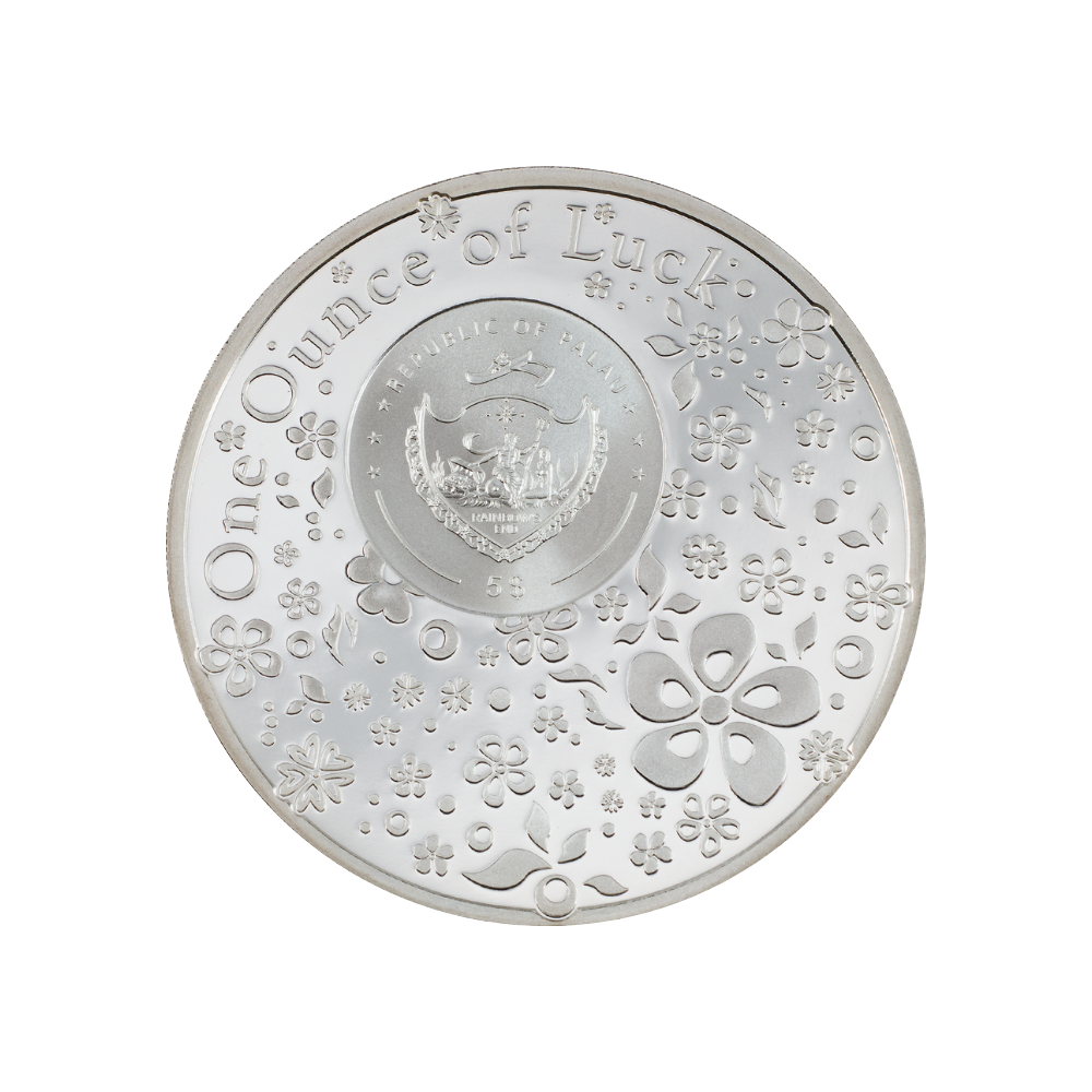 OUNCE OF LUCK Four Leaf Clover 1 Oz Silver Coin $5 Palau 2023