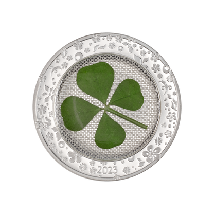OUNCE OF LUCK Four Leaf Clover 1 Oz Silver Coin $5 Palau 2023 OUNCE OF LUCK Four Leaf Clover 1 Oz Silver Coin $5 Palau 2023