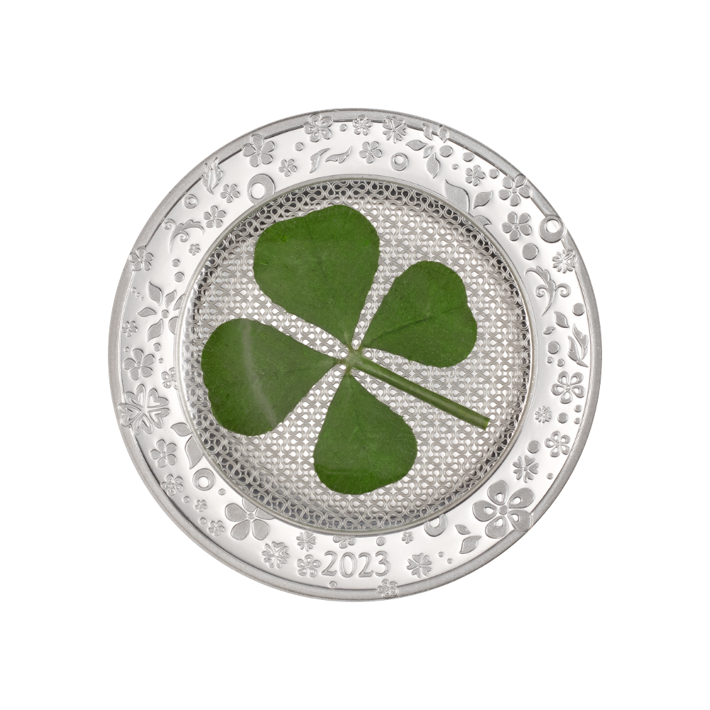 OUNCE OF LUCK Four Leaf Clover 1 Oz Silver Coin $5 Palau 2023