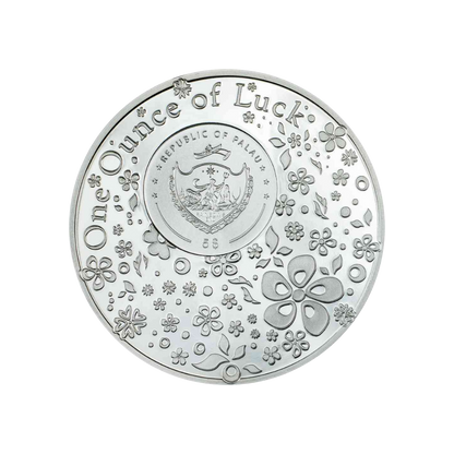 OUNCE OF LUCK Four Leaf Clover 1 Oz Silver Coin $5 Palau OUNCE OF LUCK Four Leaf Clover 1 Oz Silver Coin $5 Palau
