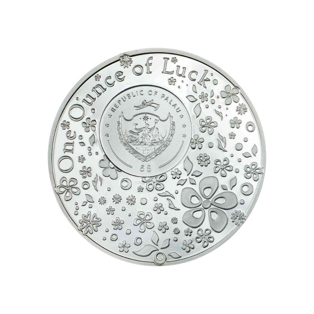 OUNCE OF LUCK Four Leaf Clover 1 Oz Silver Coin $5 Palau 2025