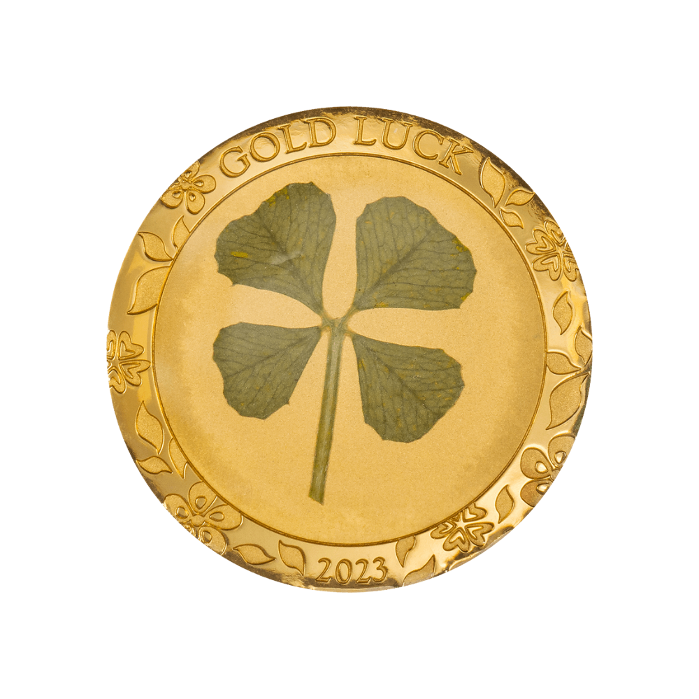 OUNCE OF LUCK Four Leaf Clover Gold Coin $1 Palau 2023