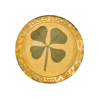OUNCE OF LUCK Four Leaf Clover Gold Coin $1 Palau 2023