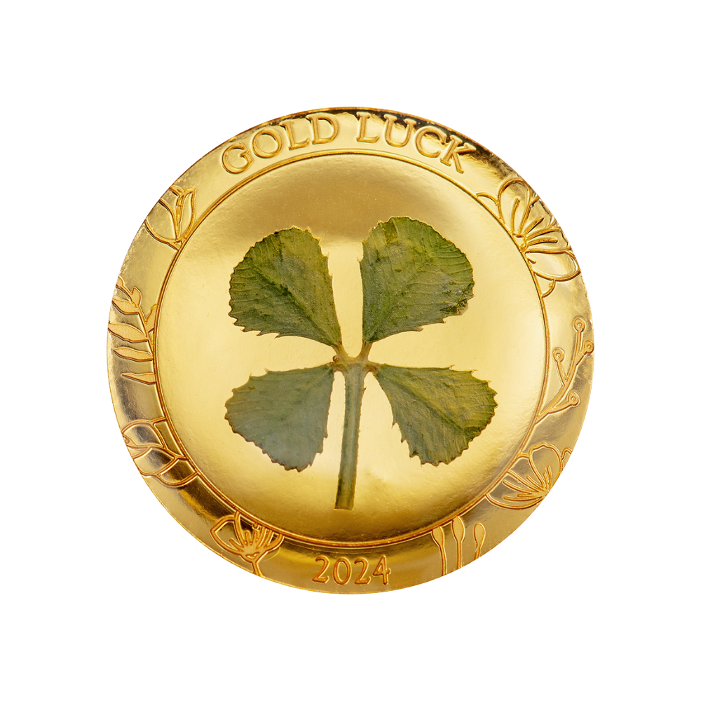 OUNCE OF LUCK Four Leaf Clover Gold Coin $1 Palau 2024