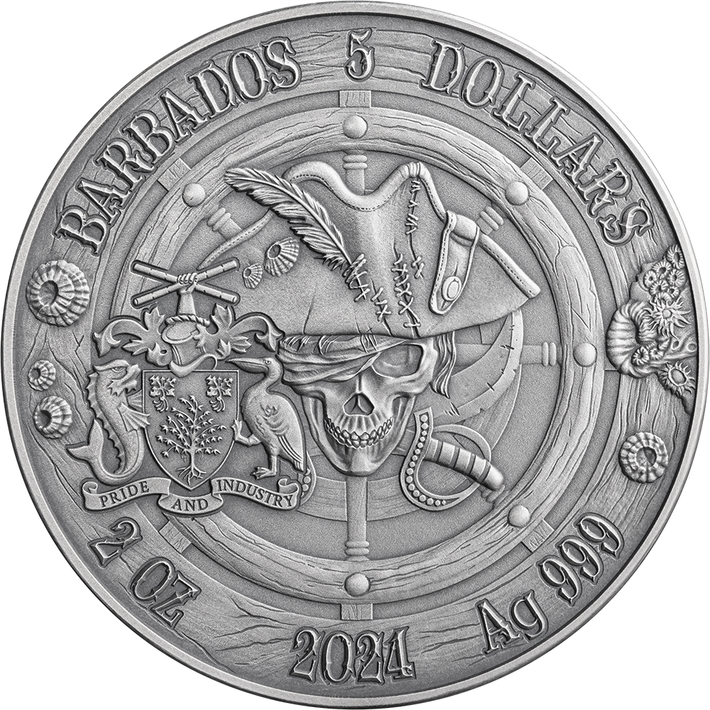 OXFORD Captains of Fortune 2 Oz Silver Coin $5 Barbados 2024 - PARTHAVA COIN