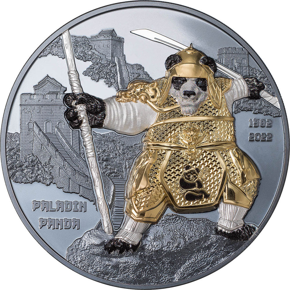 PALADIN PANDA 40th Anniversary 3 Oz Silver Coin $20 Palau 2022
