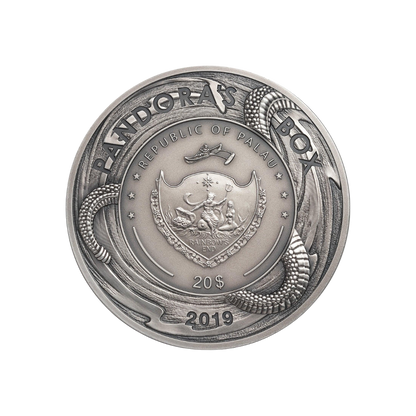 PANDORA BOX Evil Within EHR Epic High Relief 3 Oz Silver Coin $20 Palau 2019