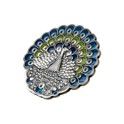 PEACOCK 500g Silver Coin $5 Nauru 2022
