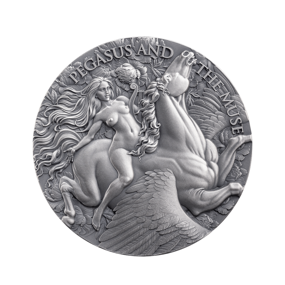 Pegasus and the Muse Celestial Beauty 2 Oz Silver Coin MINT XXI