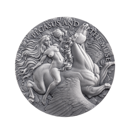Pegasus and the Muse Celestial Beauty 2 Oz Silver Coin MINT XXI