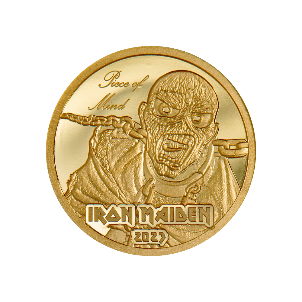 PIECE OF MIND Iron Maiden Gold Coin $5 Cook Islands 2023