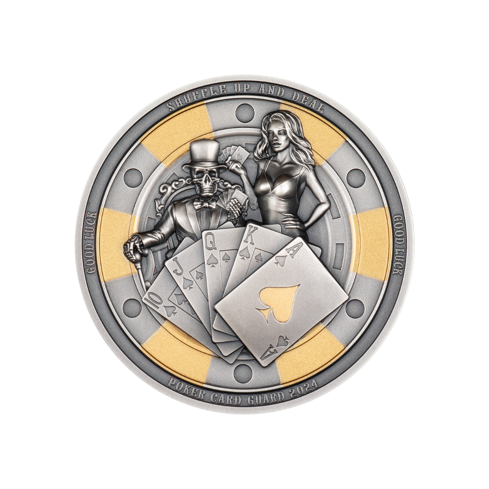 POKER CARD GUARD 1 Oz Silver Coin $5 Palau 2024