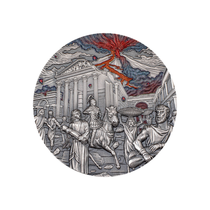 POMPEII VOLCANO ERUPTION Fury of Nature 2 Oz Silver Coin $10 Palau 2023