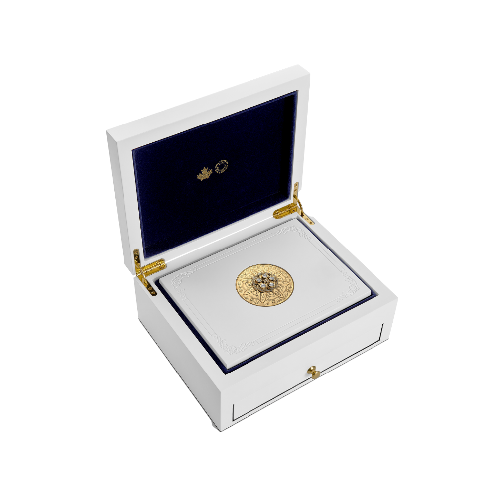 PURELY BRILLIANT 5 Oz Pure Gold Coin with Diamonds Canada 2024