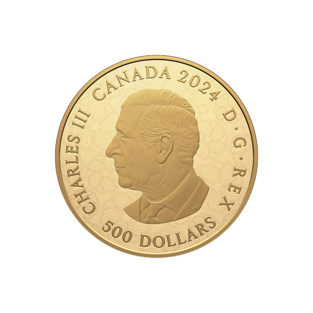 PURELY BRILLIANT 5 Oz Pure Gold Coin with Diamonds Canada 2024