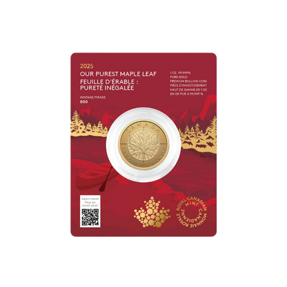 PUREST MAPLE LEAF 1 Oz Gold Coin $200 Canada 2025