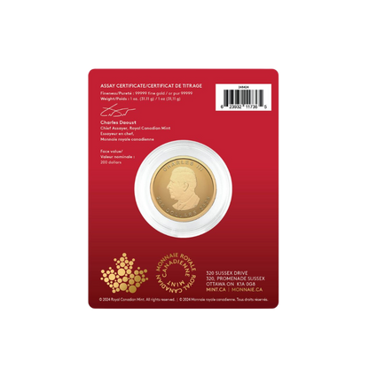 PUREST MAPLE LEAF 1 Oz Gold Coin $200 Canada 2025