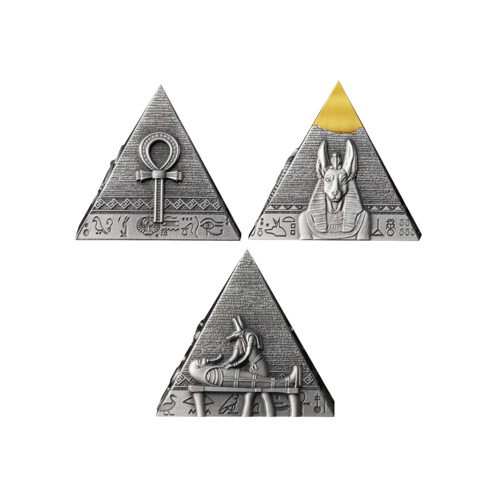 PYRAMIDS OF GIZA Set 1x1 Oz 1x2 Oz 1x3 Oz Silver Coins 200 Francs Djibouti 2024