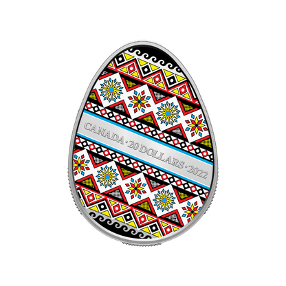 PYSANKA Egg Shape 1 Oz Silver Coin $20 Canada 2022
