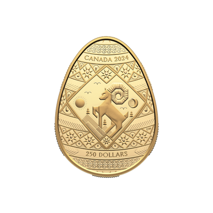 PYSANKA Shaped 2 Oz Gold Coin $200 Canada 2024