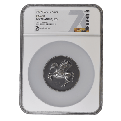Pegasos Numismatic Icons 5 Oz Silver Coin 2022 - MS 70 ANTIQUED